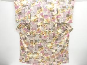 色紙に草花模様小紋着物